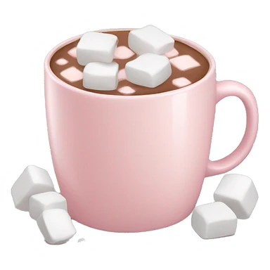 Light Pink mug of hot chocolate with marshmallows  sticker