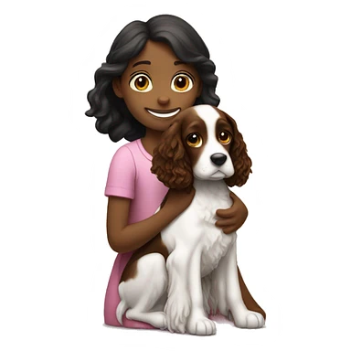 small girl big girl hug springer spaniel sticker
