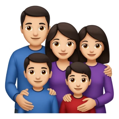 Light skin dark hair, Hispanic family of 6 sticker