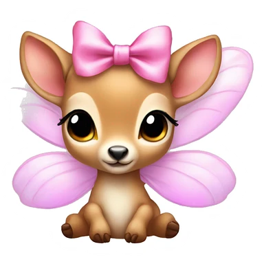 baby deer with fairy wings and a pink bow around its neck  sticker