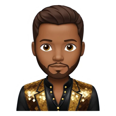 Jaheim with dark brown hair, black sequin outfit  sticker