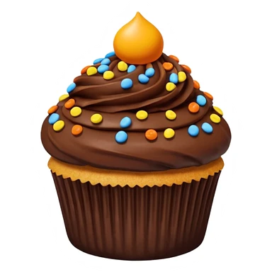 chocolate dipped cupcake with Reese’s pieces on top sticker