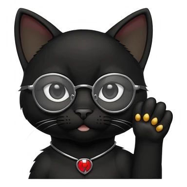 красивый черный кот в очках показывает лапкой супер sticker