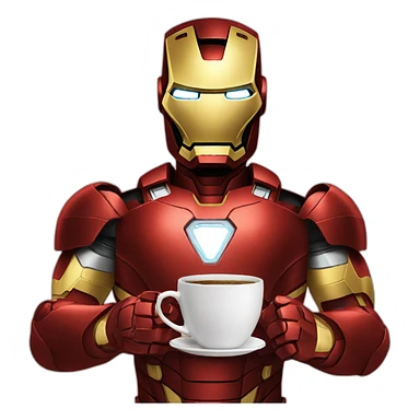 Iron man holding coffee sticker