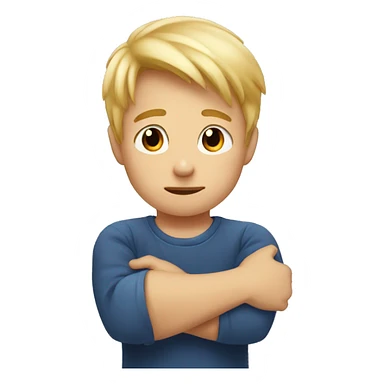 blond boy rejecting a hug from his father sticker