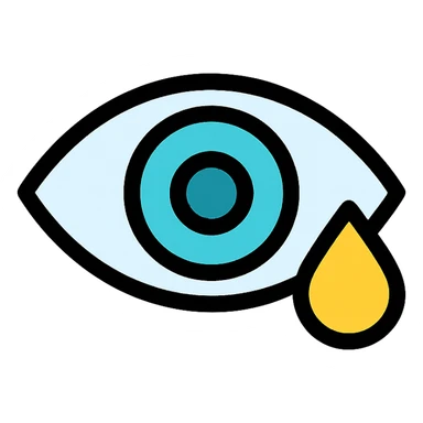 medical icon of an eye with a yellow droplet at the corner sticker