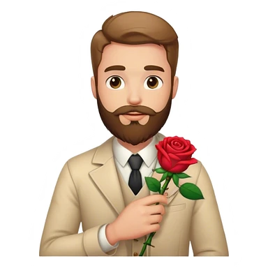man with beard rose  sticker