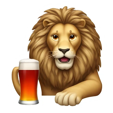 Lion drinking beer red sticker