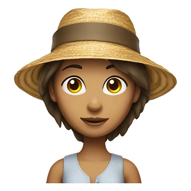 Brunette girl wearing straw hat sticker