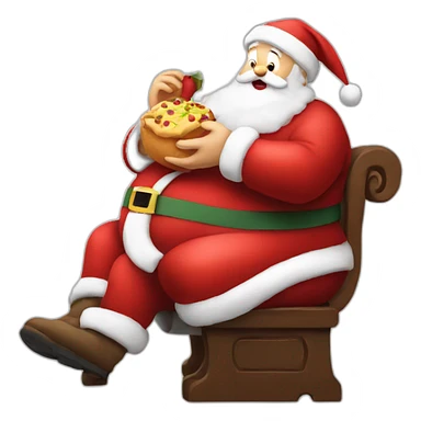 obese santa eating sticker