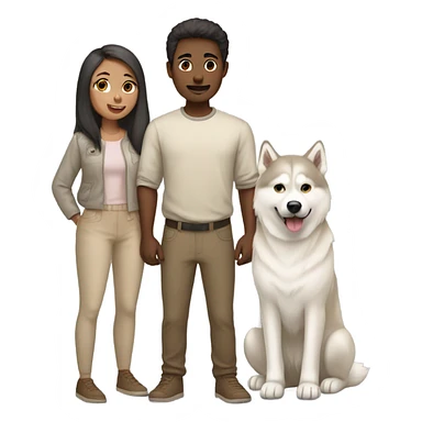 Human Couple and beige light Husky siberian  sticker