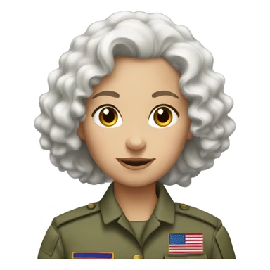white hair girl in the military curly hair sticker
