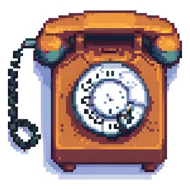 vintage rotary telephone in pixel art style sticker