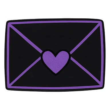 emo style black and purple envelope with a heart seal, no background sticker