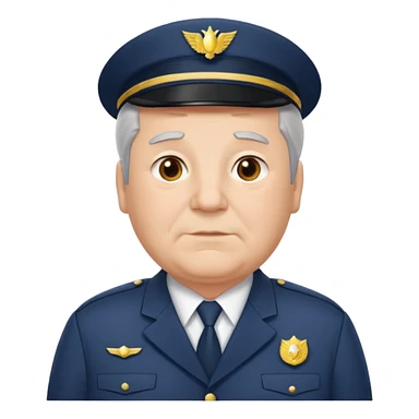 Older Male: gray hair at sides, slight wrinkles, wearing uniform, lightly obesity sticker