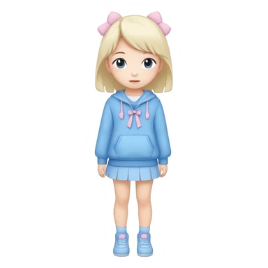 Kawaii girl Japanese full body blue pastel sticker