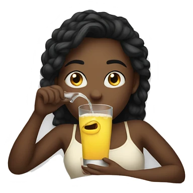 Girl drinking from glass in bed sticker