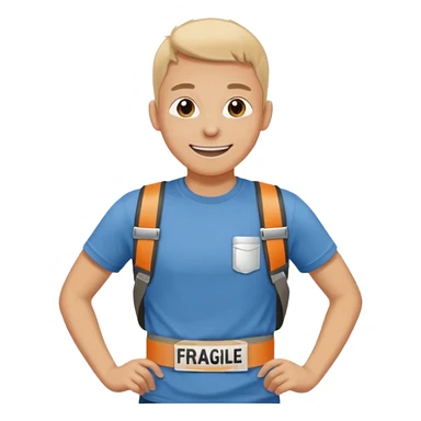 Apartment Mover, Fragile-Label Runner + tape belt. sticker