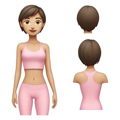 Brunette short hair yoga girl light pink clothes n sticker