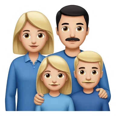 Family of 5. Mom, dad, 2 boys, one girl. Kids have blonde hair. Mom has light brown hair. Dad has black hair with mustache. sticker