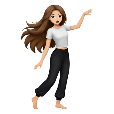 girl with long brown hair dancing in wide black pants sticker