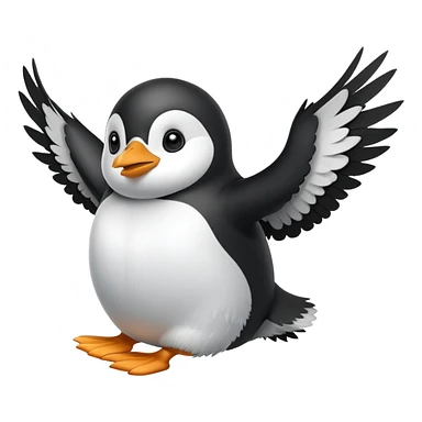 flying penguin with wings spread sticker