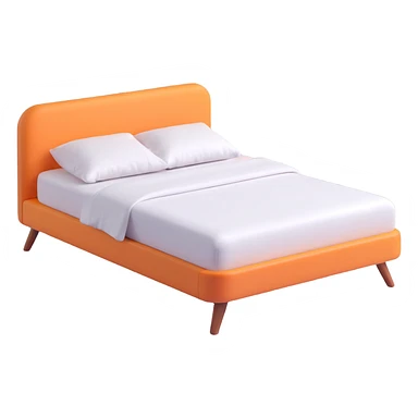 a bed, 3D emoji style, playful and rounded sticker