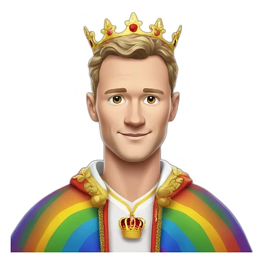 Jonathan Toews as a rainbow king with a royal robe on sticker