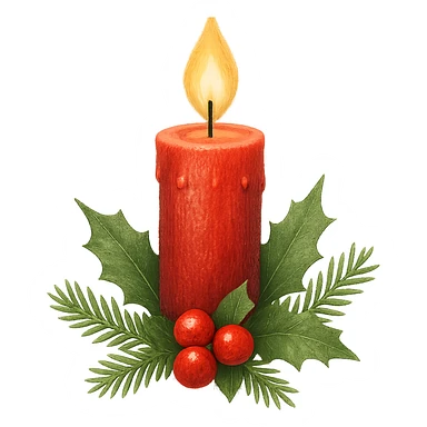 Christmas candle, remove background sticker
