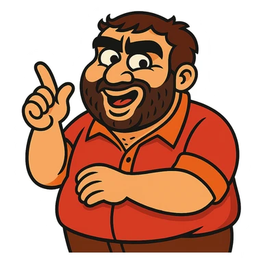 Recep İvedik character, bold lines, expressive face, humorous look, vibrant toon style sticker