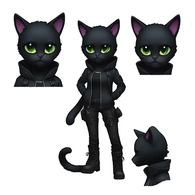 Edgy Shy Anthro cool pretty dark black cat-fursona techwear sticker