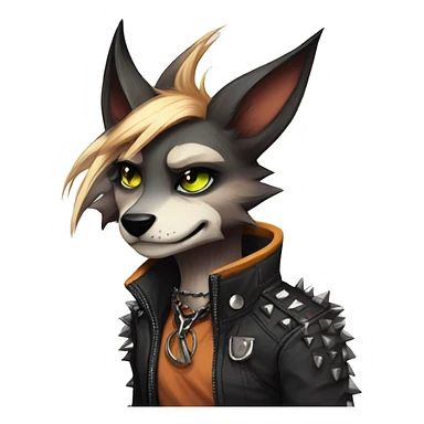 cool edgy animal fursona by griffsnuff & LiLaiRa & Falvie with badass colors and a spiked collar full body sticker