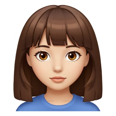 a beautiful girl with straight brown hair and bangs with brown eyes sticker