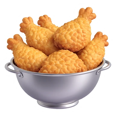 extra crispy golden fried chicken in a silver stainless steel bowl sticker