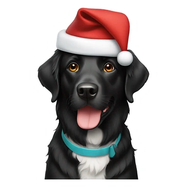 black australian retriever with santa hat and christmas tie sticker