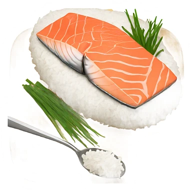 eating salmon with rice sticker