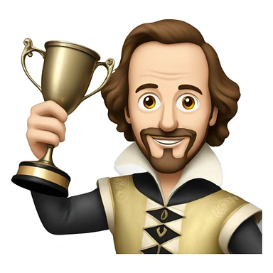 William Shakespeare holds the winner's cup in his hand sticker