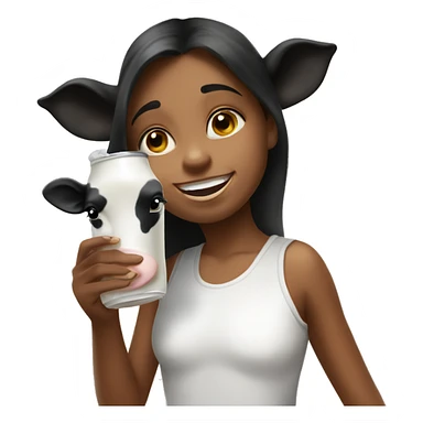 girl drink milk from cow sticker
