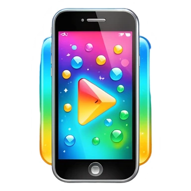 smartphone with a play button and sparkles sticker