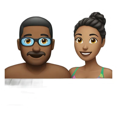 man and beautiful woman in swimming pool sticker
