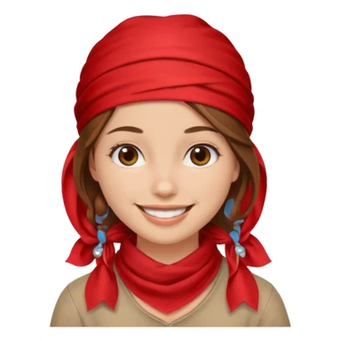 brown haired woman with wearing red bandana sticker