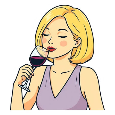 Blonde woman drinking new age wine sticker