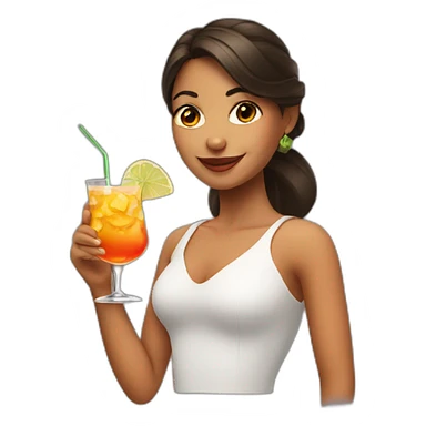 girl with cocktail sticker