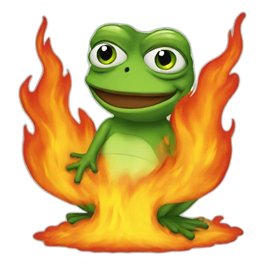 Pepe on fire sticker