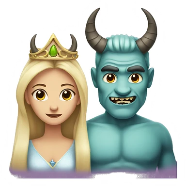 a princess and a monster with horns sticker