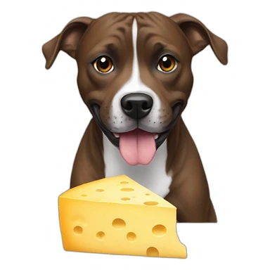 staffie dog eating cheese sticker