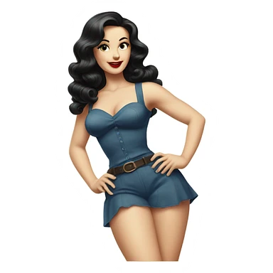 Caucasian Vintage Pinup, full body, with long dark hair sticker