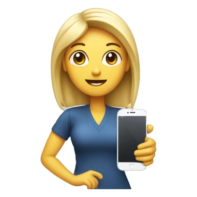 woman showing big phone sticker
