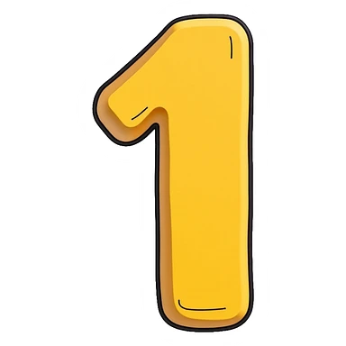 Number 1 on a yellow volumetric background sticker