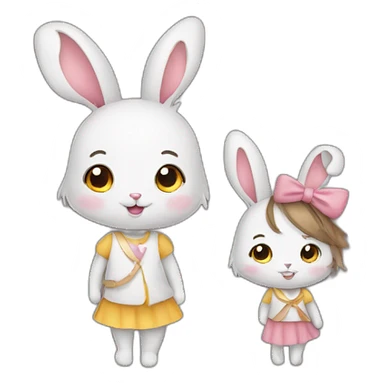 lapin avec une petite fille sticker